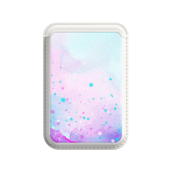Watercolor Pink Blue | Leather Wallet with MagSafe